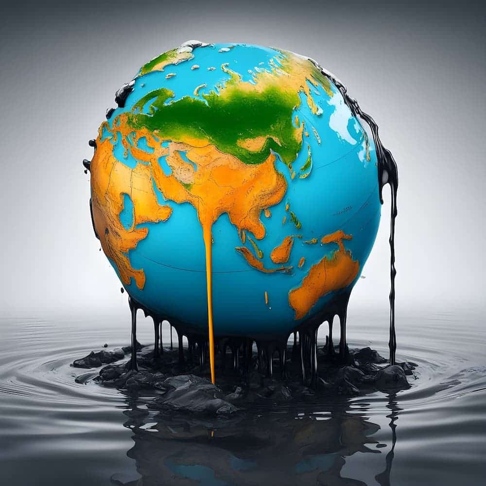 Ici un globe sale pollué représentant notre planète qui a besoin d'une purge.